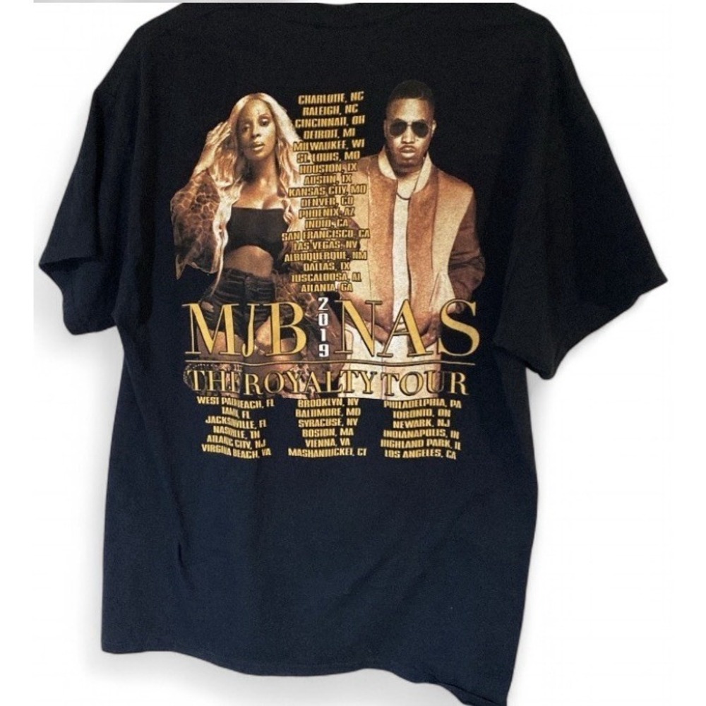 Mary J Bilge Nas 2019 Royalty Tour Concert Shirt Men's Medium Black Short Sleeve